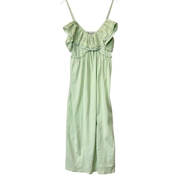 Zara Eyelet Lace Maxi Dress in Green Size Large - Picture 2 of 7